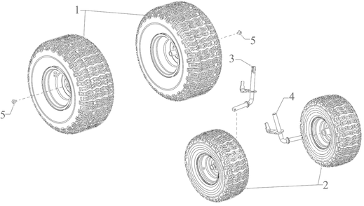 Wheelsandaxles Diagram and Parts List for 13AM77SSA00 2023 Yard Machines Lawn Tractor